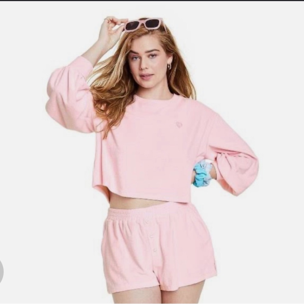 Stoney Clover Lane x Target NWT Cropped Terry Cloth Sweatshirt Pink 1X